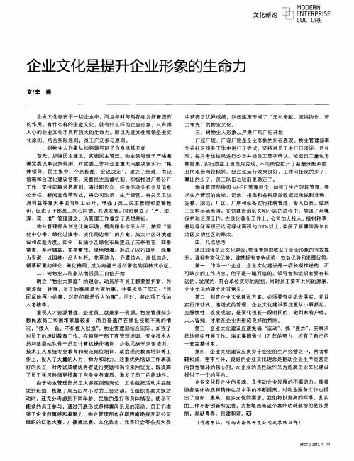 企业文化是提升企业形象的生命力