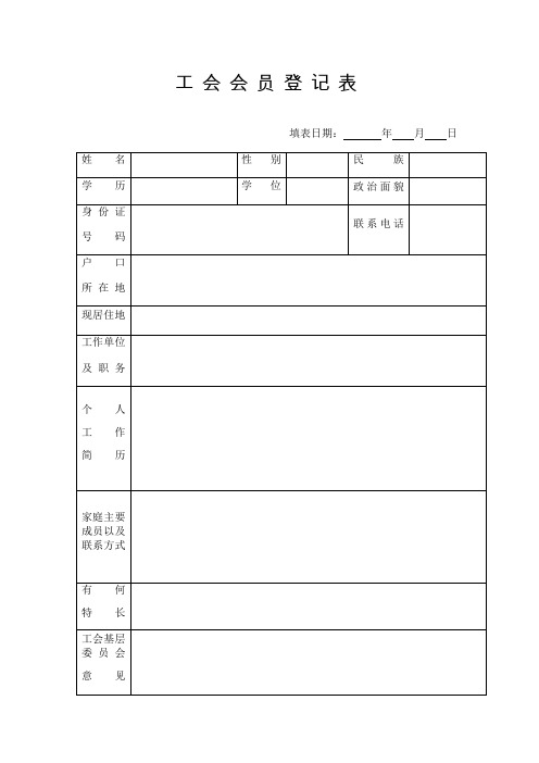 工会会员登记表【范本模板】