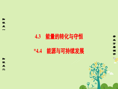 高中物理第4章能量守恒与可持续发展4.3+4.4能量的转化与守恒能源与可持续发展课件沪科版必修2