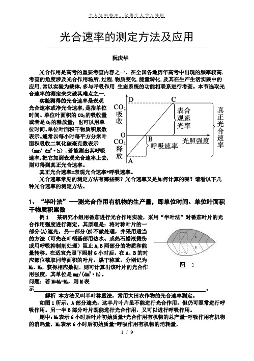 光合速率的测定方法及应用