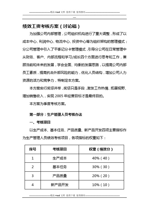 YLG绩效考核方案3