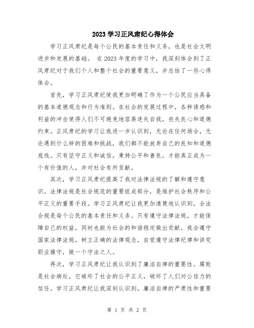 2023学习正风肃纪心得体会