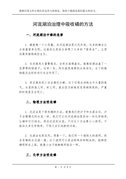 河流湖泊治理中吸收磷的方法