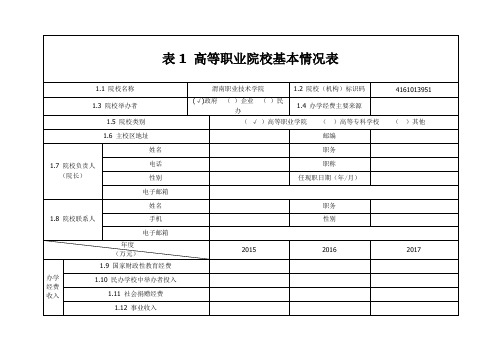 高等职业院校基本情况表