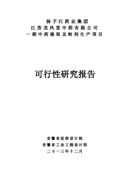 扬子江龙凤堂永安项目一期可行性分析报告
