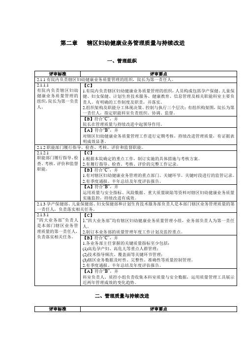 第二章   辖区妇幼健康业务管理质量与持续改进