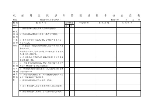 放射科医院感染管理质量考核自查表