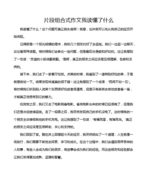 片段组合式作文我读懂了什么