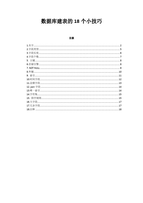 数据库设计建表的18个小技巧