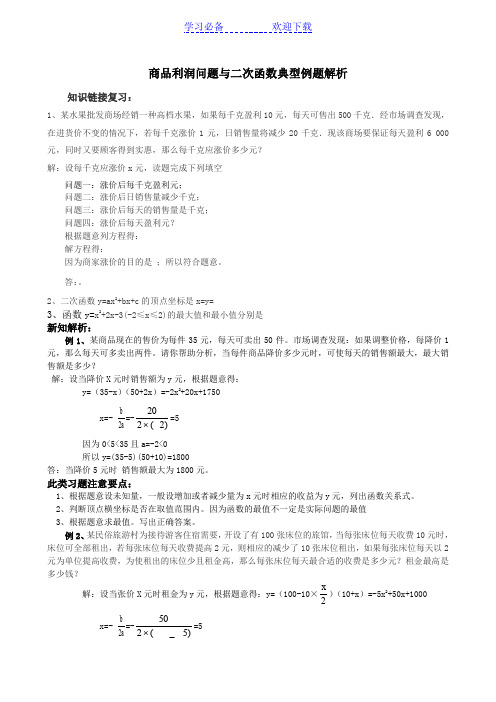 商品利润问题与二次函数典型例题解析