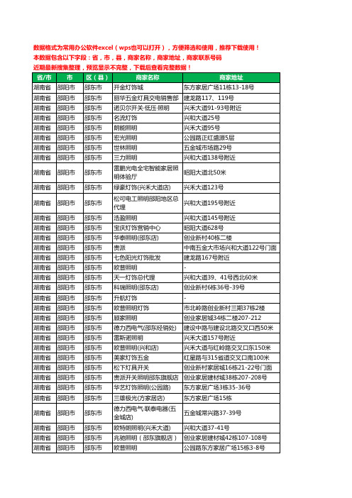 新版湖南省邵阳市邵东市灯饰工商企业公司名录名单大全109家