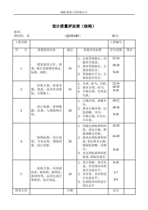 设计质量评定表(结构)