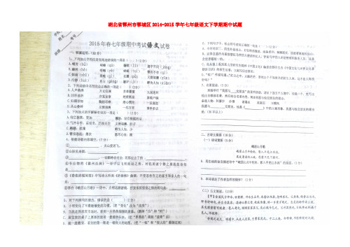 湖北省鄂州市鄂城区七年级语文下学期期中试题(扫描版) 新人教版