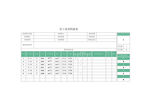 简约公司员工培训档案表