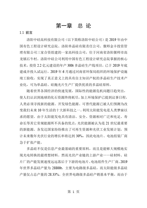 年产2019吨多晶硅环境影响评价报告word精品文档14页