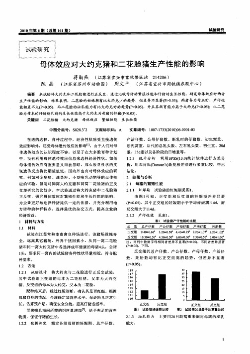 母体效应对大约克猪和二花脸猪生产性能的影响