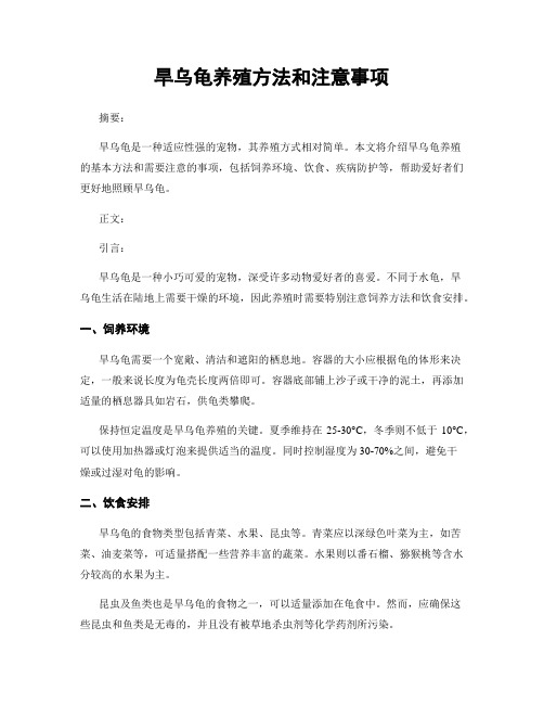 旱乌龟养殖方法和注意事项