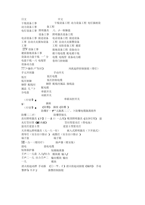 工程、设备用日语单词表