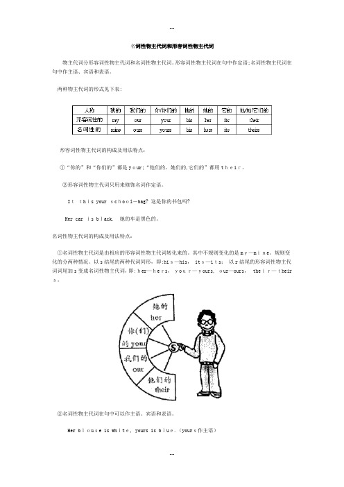 名词性物主代词和形容词性物主代词