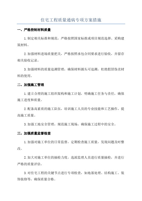 住宅工程质量通病专项方案措施