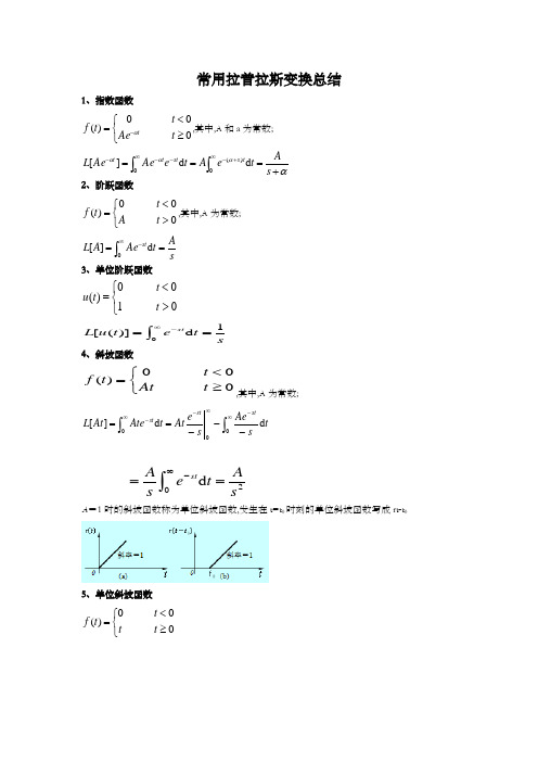 拉氏变换常用公式