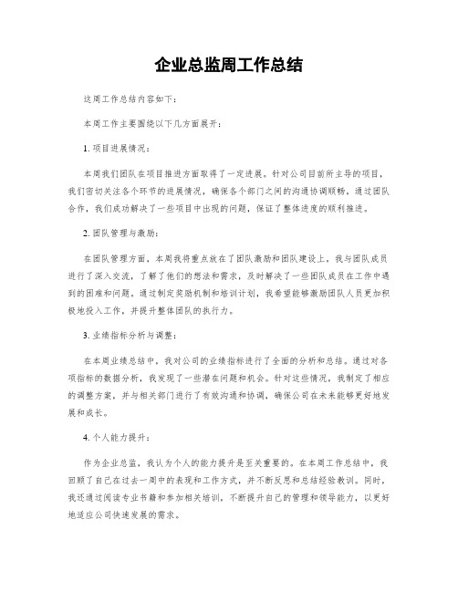 企业总监周工作总结