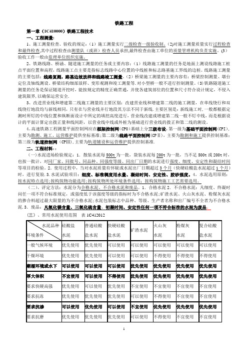 一级建造师-铁路工程实务考试重点(掌握即可顺利通过)