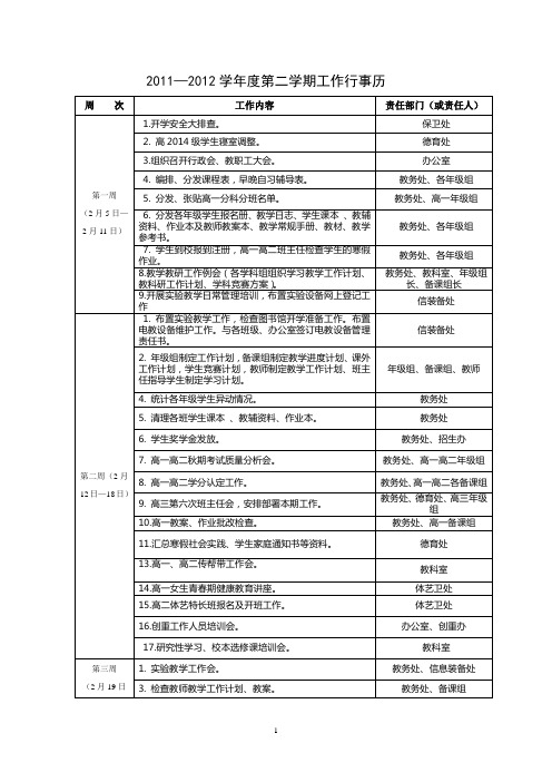 2012年春期工作行事历(定稿)