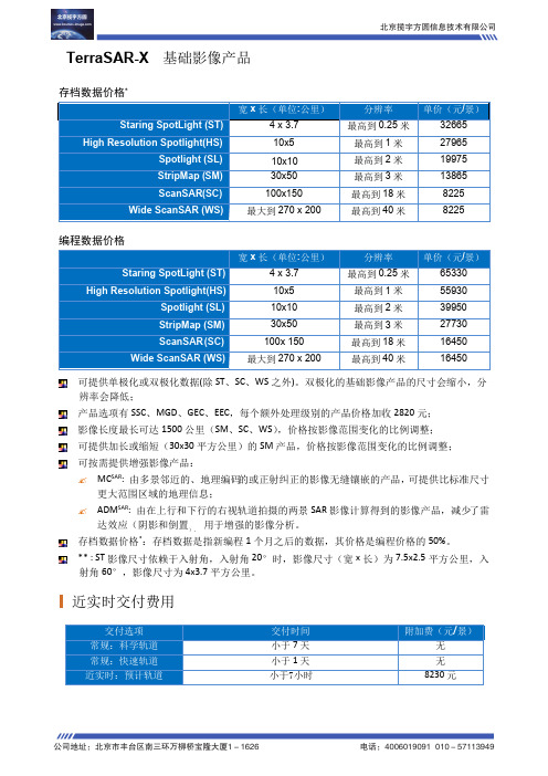 Terrasar-X雷达卫星价格