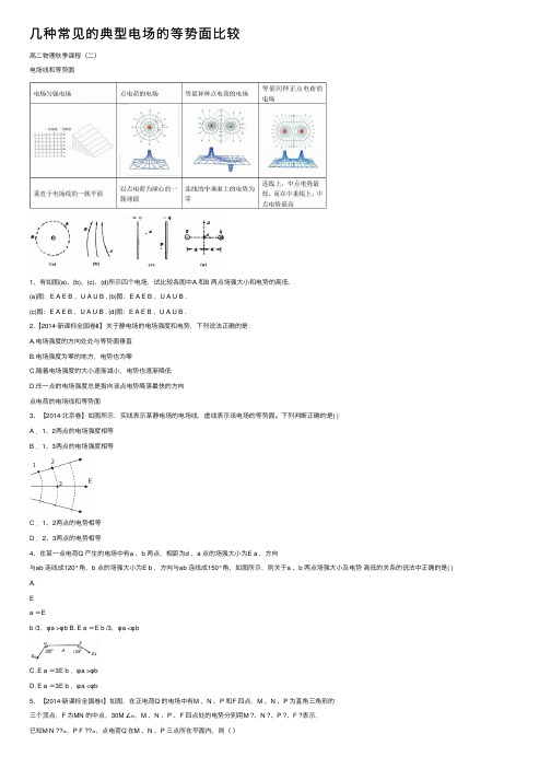 几种常见的典型电场的等势面比较