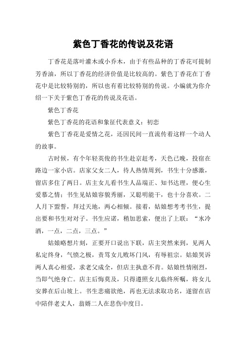 紫色丁香花的传说及花语