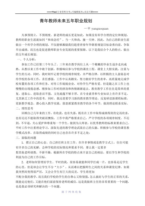 青年教师专业成长五年规划