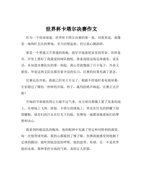 世界杯卡塔尔决赛作文