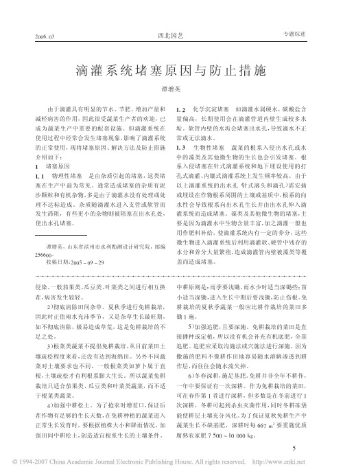 滴灌系统堵塞原因与防止措施