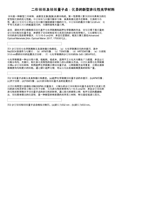 二维锑烯及锑烯量子点：优异的新型非线性光学材料