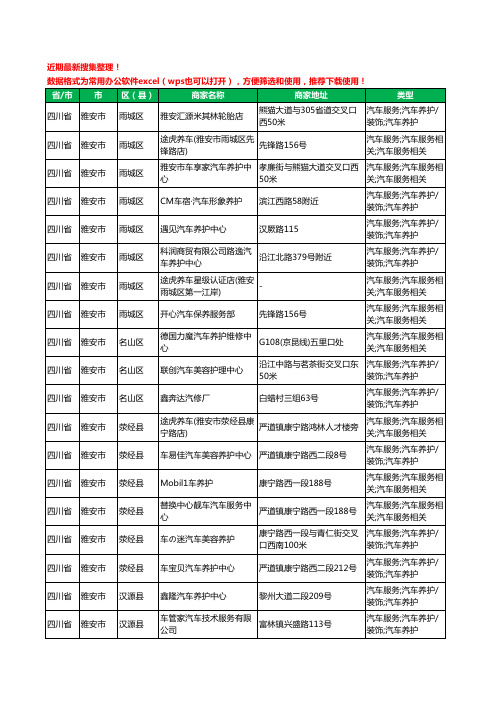 2020新版四川省雅安市汽车保养工商企业公司商家名录名单黄页联系方式电话大全25家