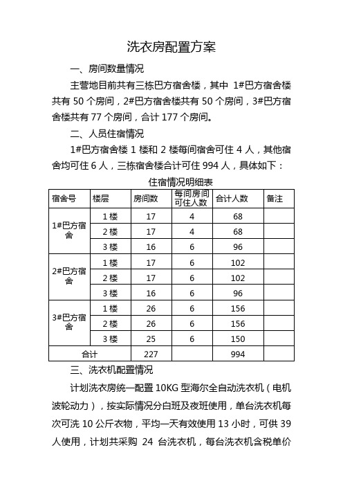 洗衣房配置方案