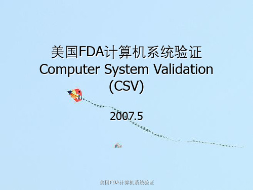 美国FDA计算机系统验证