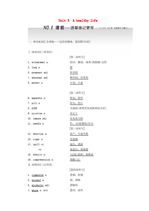 高考英语一轮复习Unit3Ahealthylife讲义新人教版选修620180426134