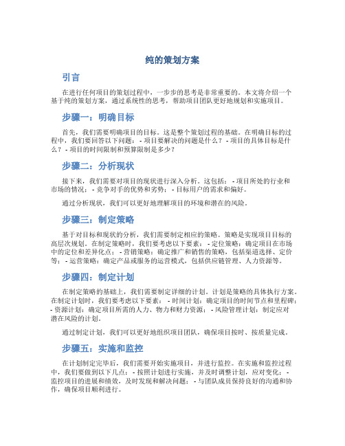 以纯的策划方案