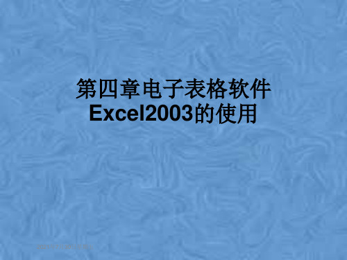 第四章电子表格软件Excel2003的使用