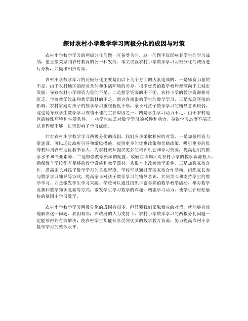 探讨农村小学数学学习两极分化的成因与对策