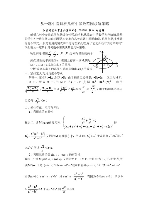 从一题中看解析几何中参数范围求解策略