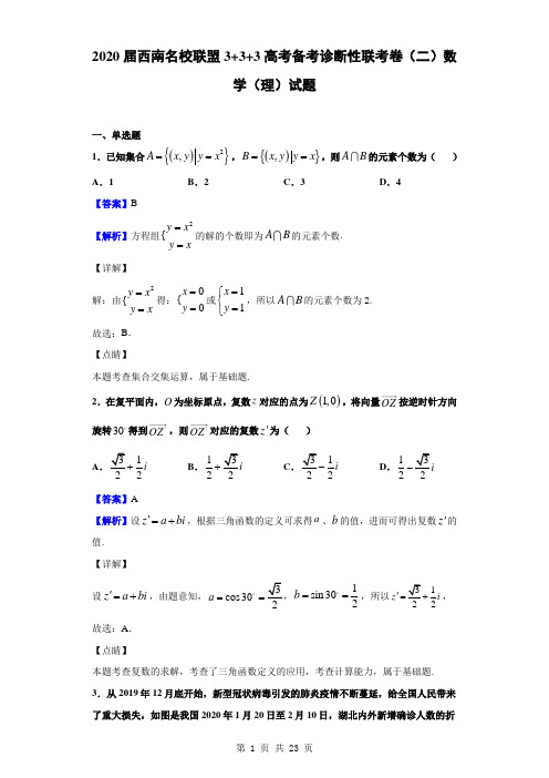 2020届西南名校联盟3 3 3高考备考诊断性联考卷(二)数学(理)试题(解析版)