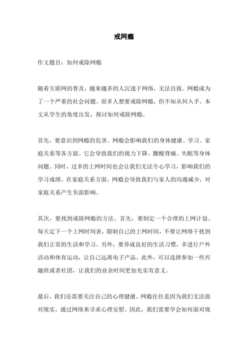 戒网瘾的相关作文