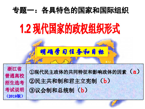 浙江省桐庐分水高级中学高中政治选修3课件：12现代国家的政权组织形式(共13张PPT)