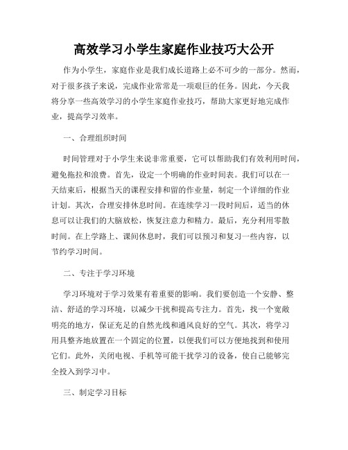 高效学习小学生家庭作业技巧大公开