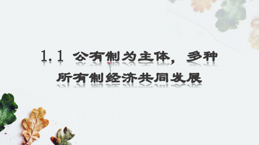 高中政治统编版必修二经济与社会公有制为主体多种所有制经济同发展导学课件PPT