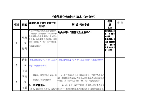 “醋能软化鱼刺吗”脚本(10分钟)