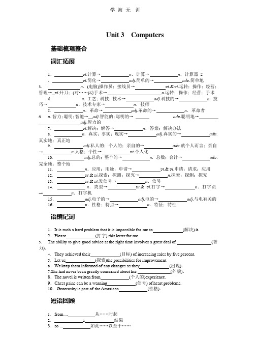 2014届高考英语(人教版)复习教学案：必修2 Unit 3 Computers.pptx